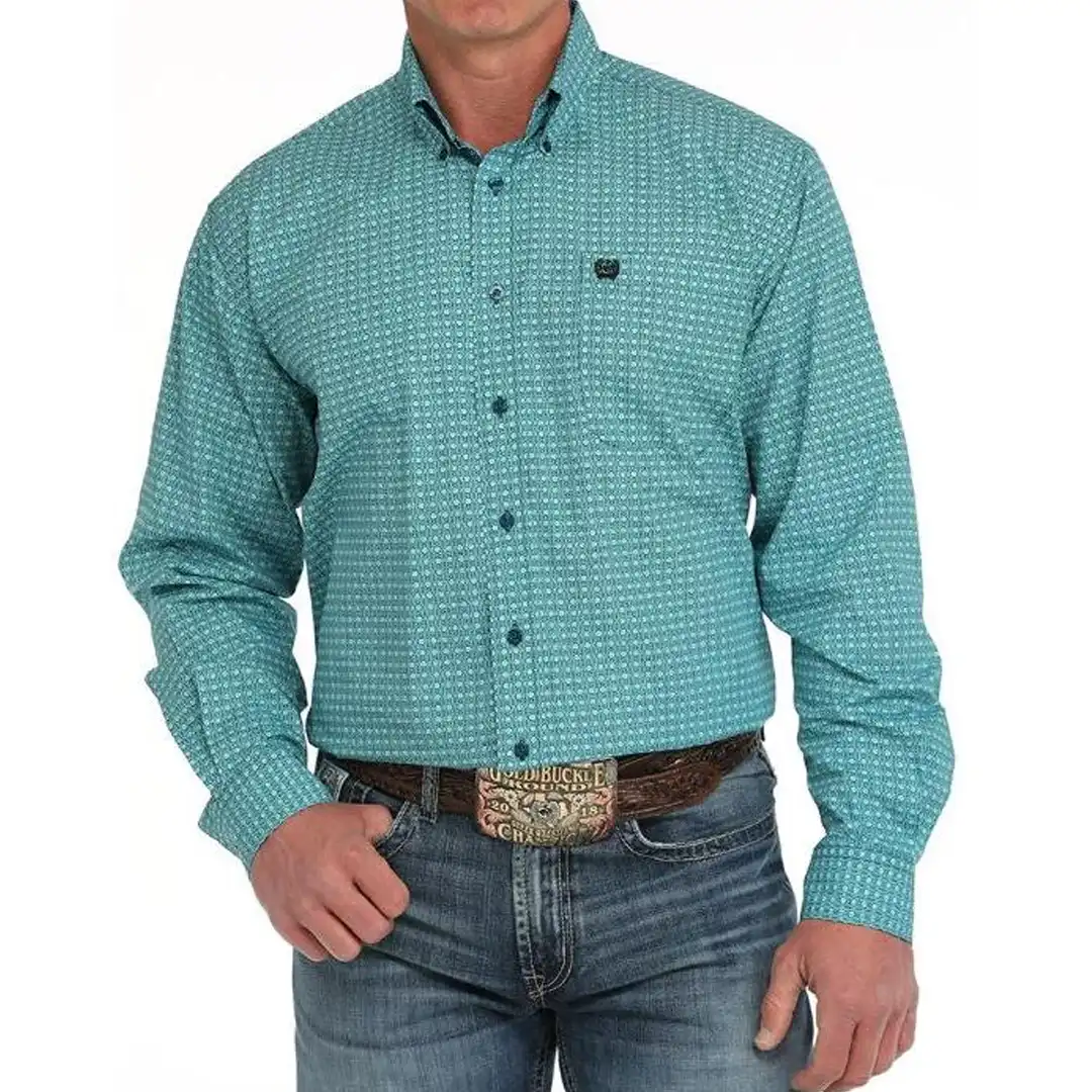 Cinch Men's Medallion Print Button-Down Western Shirt - Turquoise