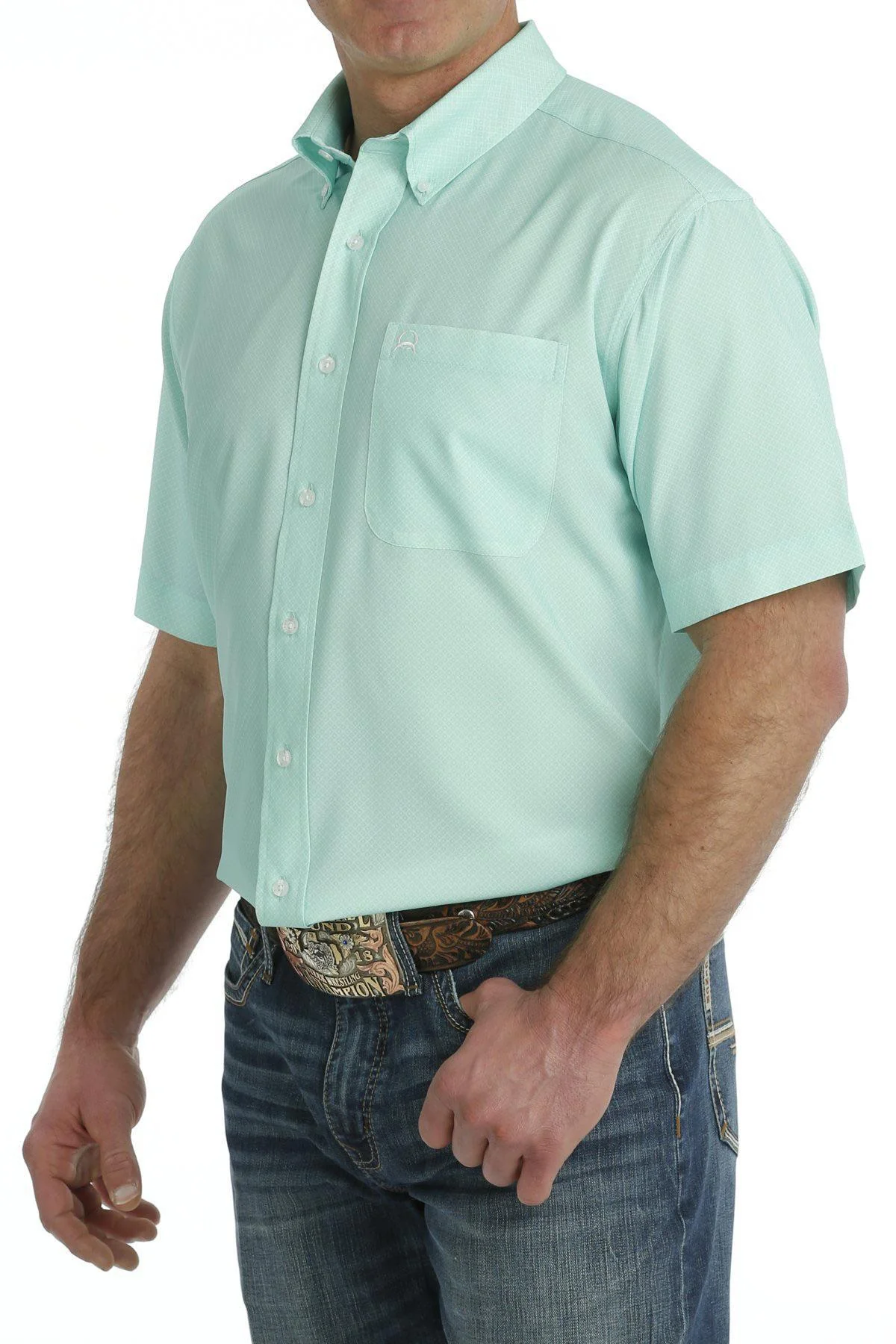 Cinch Men's Geometric Print Short Sleeve Arenaflex Button Down Shirt - Image 2