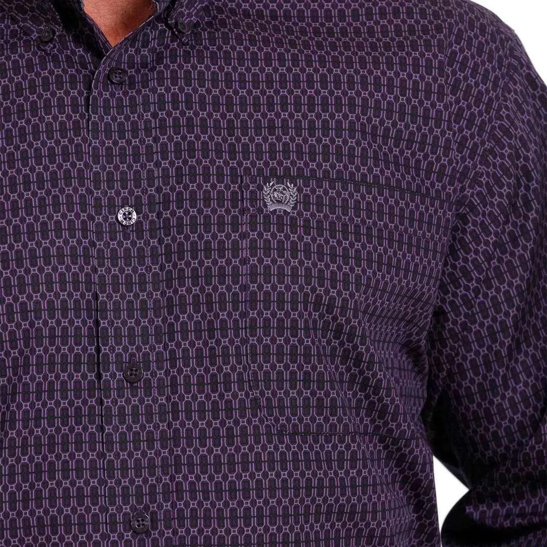 Cinch Men's Western Shirt Purple Print - Image 3