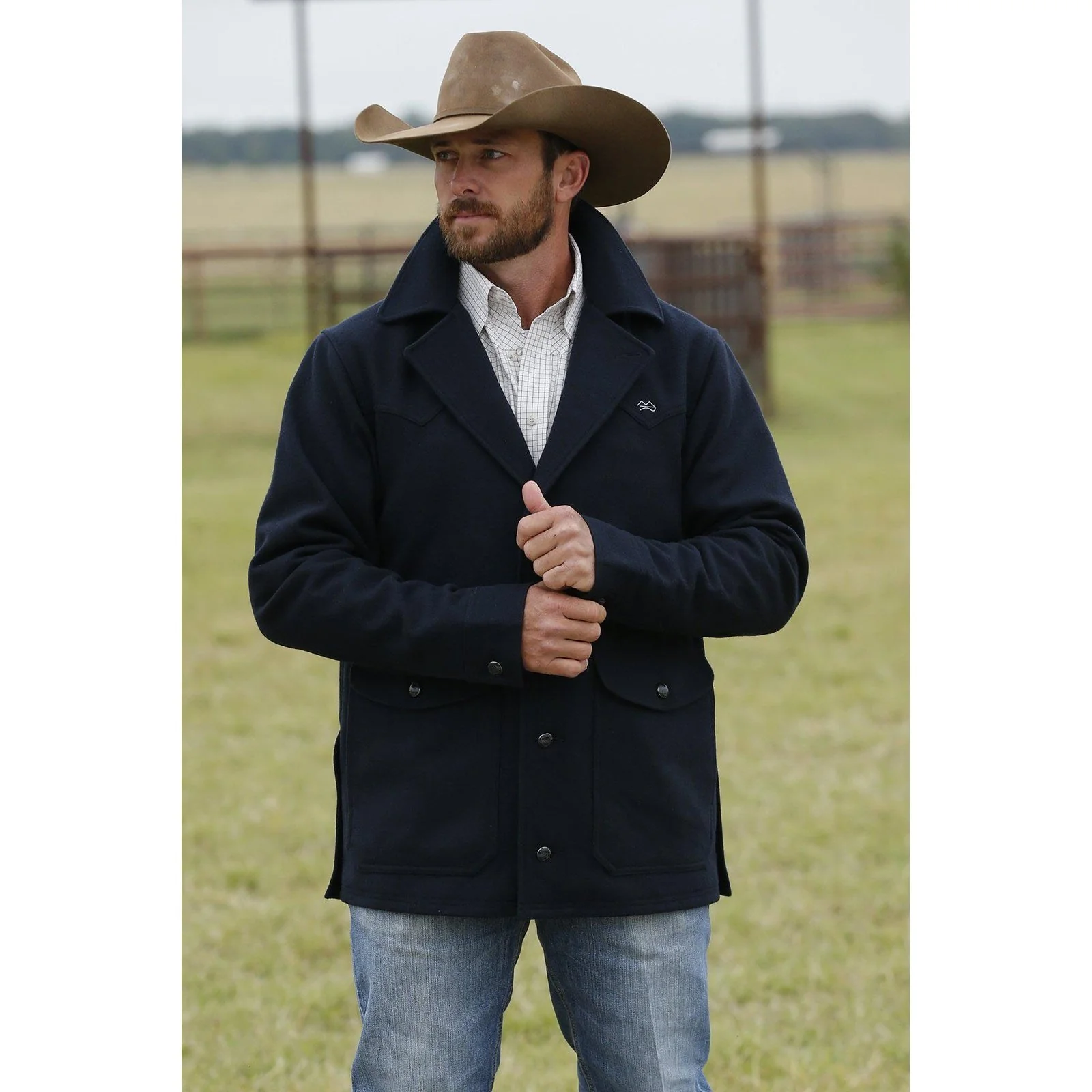 Cinch Men's Navy Wool Ranch Jacket - Image 6