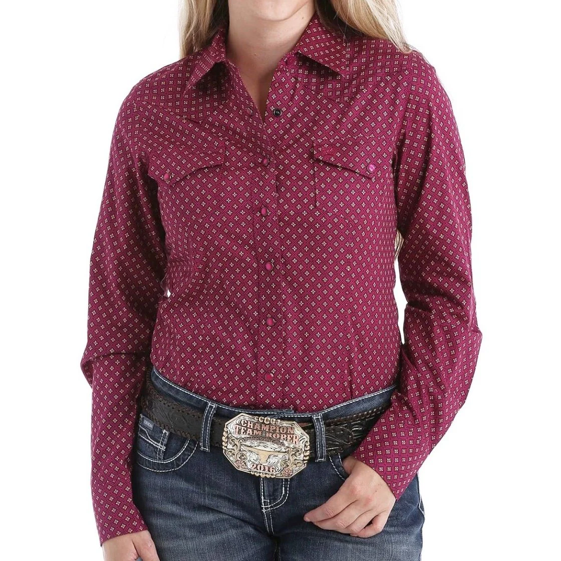 Cinch Women’s Shirt Fuchsia Print Snap Button Up FUS- Clearance