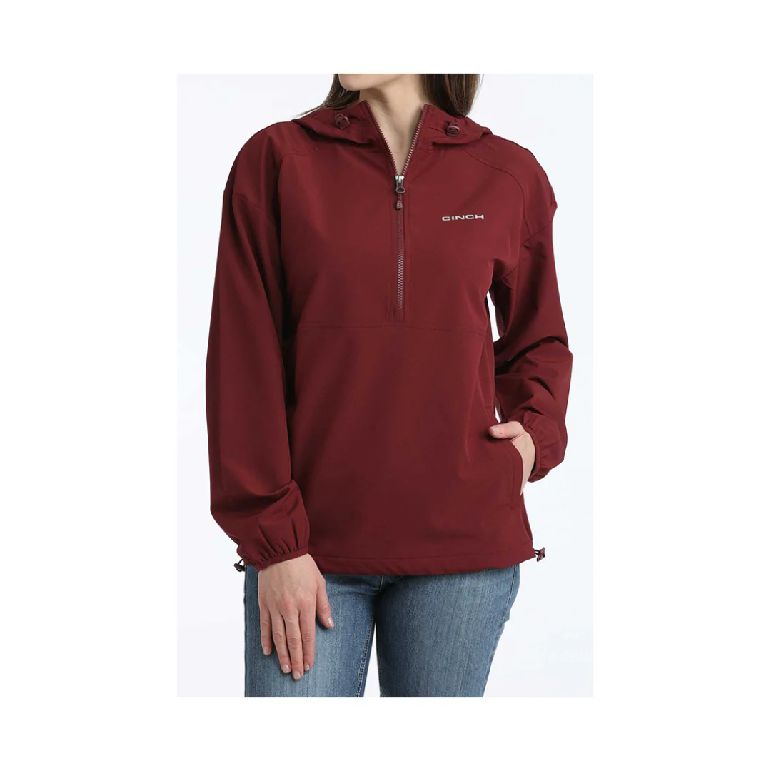 Cinch Women's 1/2 Zip Windbreaker Burgundy - Image 2