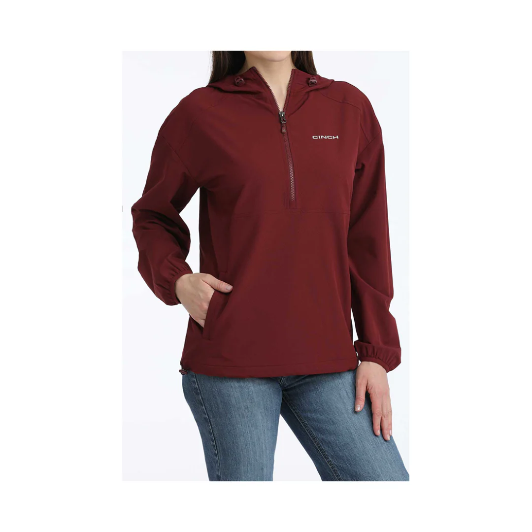 Cinch Women's 1/2 Zip Windbreaker Burgundy - Image 3
