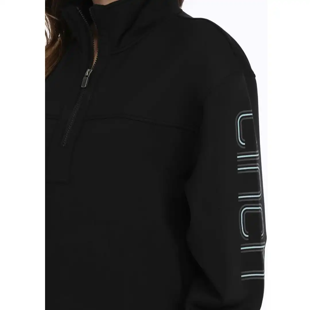 Cinch Women's 1/4 Zip Sweater In Black - Image 3