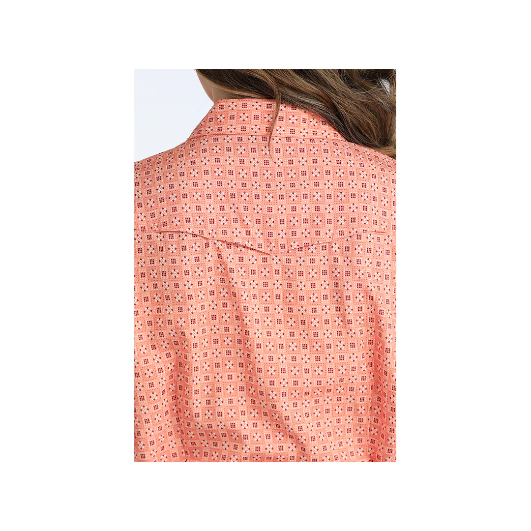 Cinch Women's Arenaflex Coral Geometric Print Long Sleeve Snap Western Shirt - Image 2