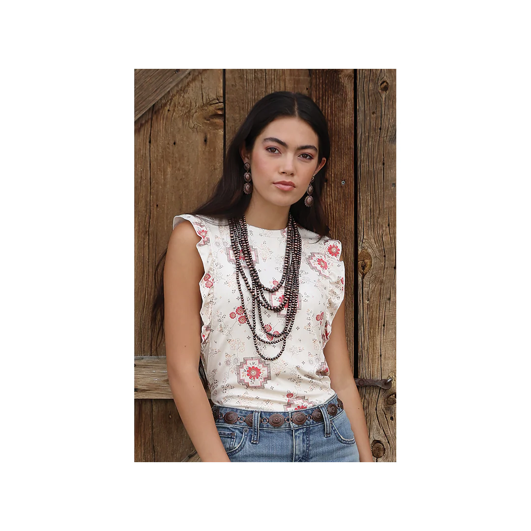Cinch Women's Ruffled Floral Tank Top