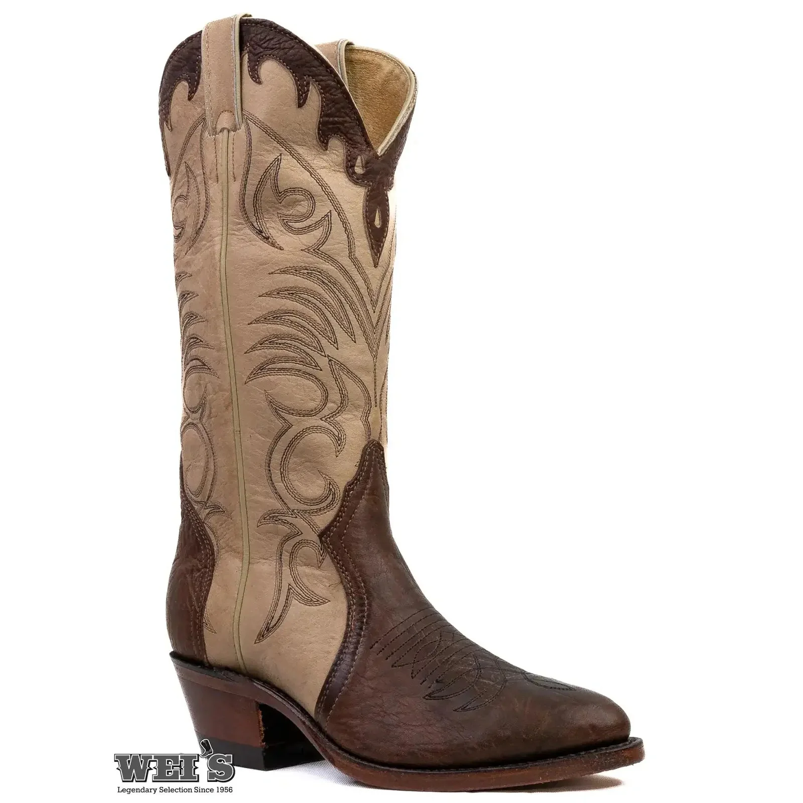 Boulet Women's Cowgirl Boots 11" Tri-Colour Cowhide Cowboy Heel R Toe 4568 - Image 10