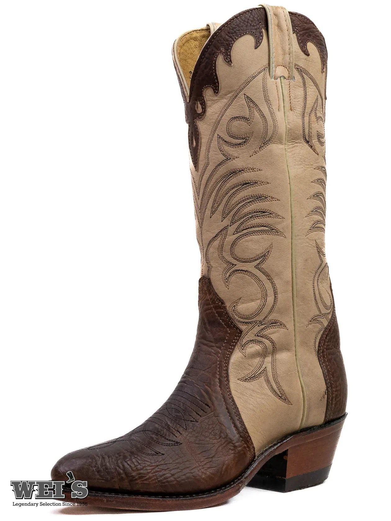 Boulet Women's Cowgirl Boots 11" Tri-Colour Cowhide Cowboy Heel R Toe 4568 - Image 15