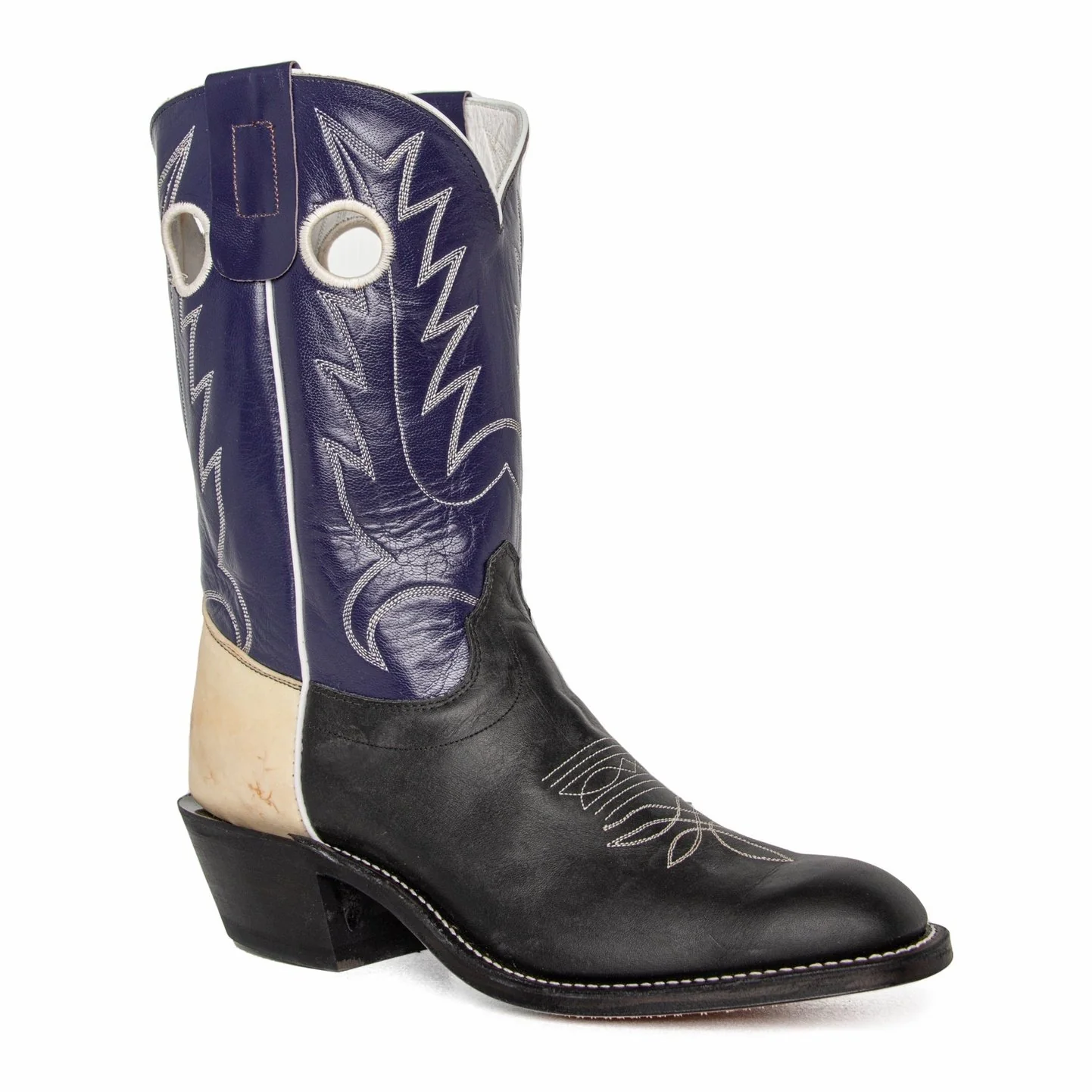 Olathe Men's Cowboy Boots 11" Rough Stock Riding Heel Black/ Purple