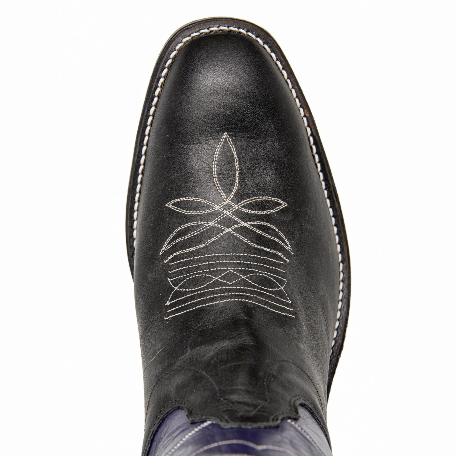Olathe Men's Cowboy Boots 11" Rough Stock Riding Heel Black/ Purple - Image 3