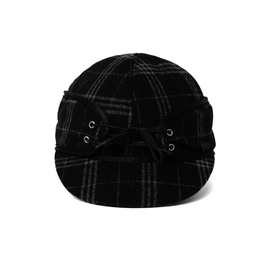 Crown Cap Black/Grey Railroad Plaid Winter Cap - Image 8