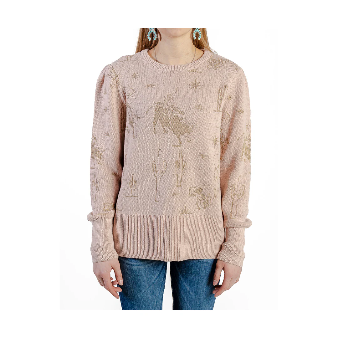 Cruel Denim Women's Pink Gold Print Pullover Sweater - Image 2
