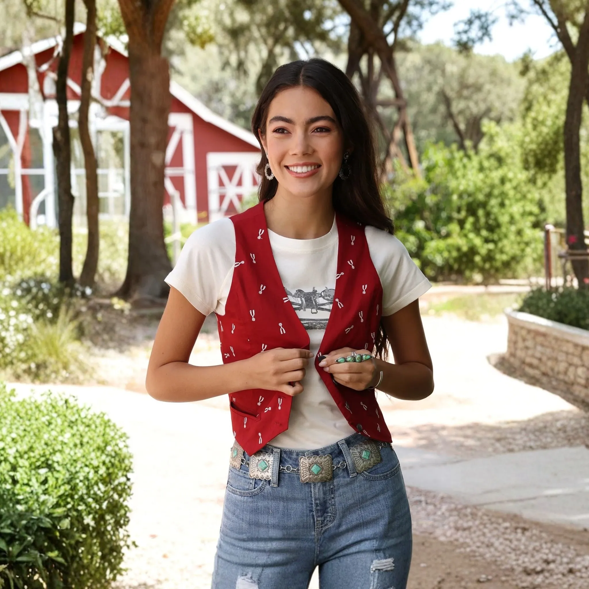 Cruel Denim Women's Red Spur Print Vest - Image 4
