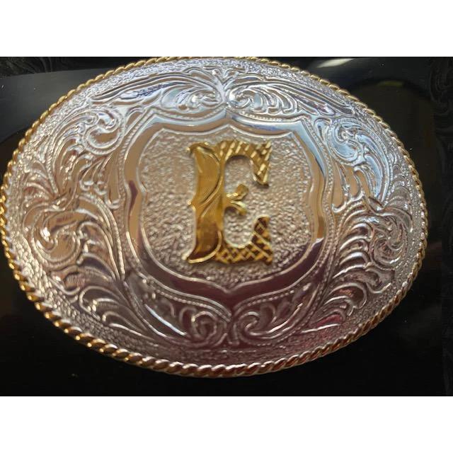 Crumrine Youth Gold Rope Edge Buckle - Gold Initial Motif - Image 10