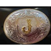 Crumrine Youth Gold Rope Edge Buckle - Gold Initial Motif - Image 7