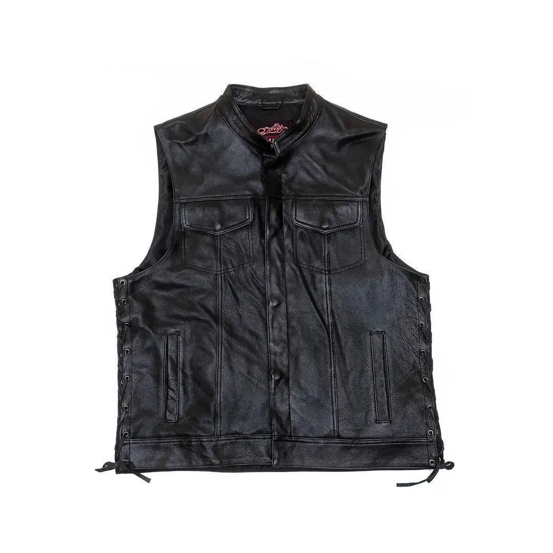 David Moore Men's "Side Lace Cruiser" Leather Vest – CLEARANCE - Image 3
