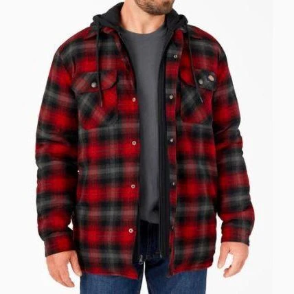 Dickies Men's Work Shirt Jacket Flannel Fleece Hooded Quilted TJ211