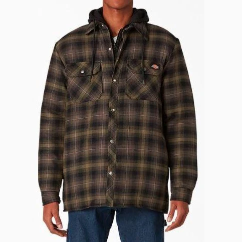 Dickies Men's Work Shirt Jacket Flannel Fleece Hooded Quilted TJ211 - Image 3
