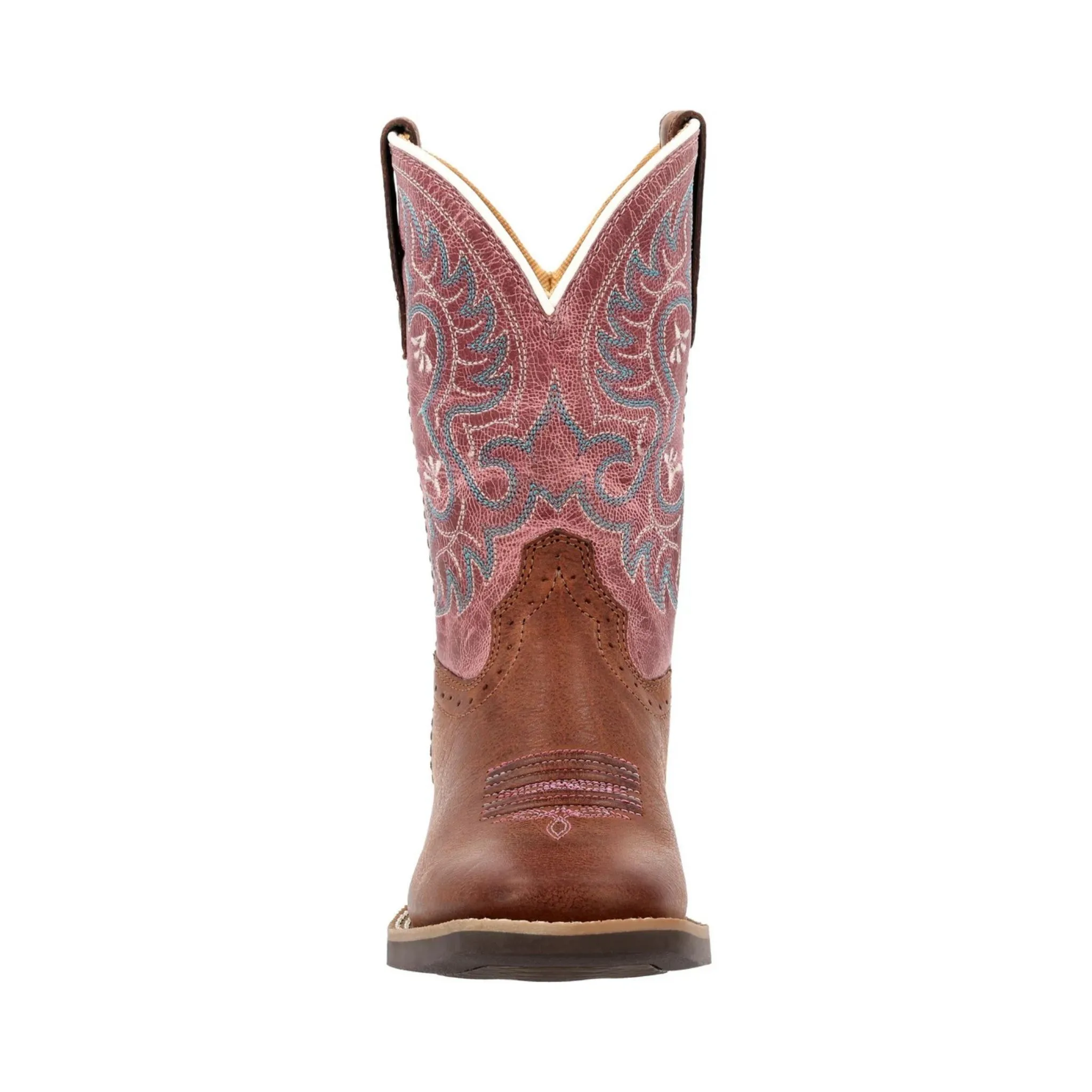 Durango Girl's Shyloh Rusty Brown/Dusty Rose Square Toe Cowgirl Boot - Image 2