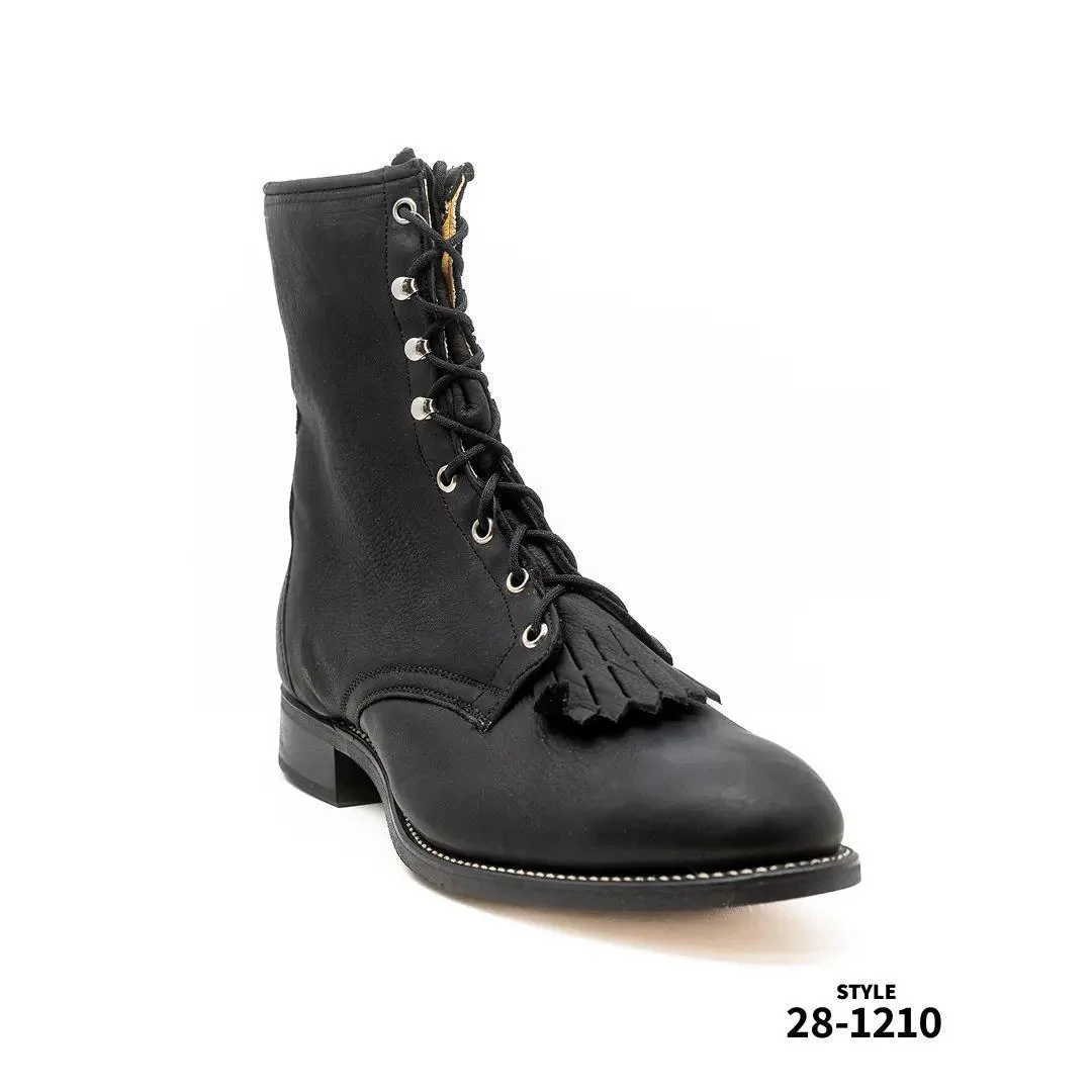 Garage Sale Laredo Men's Black Deerskin Lace-Up Roper Boots