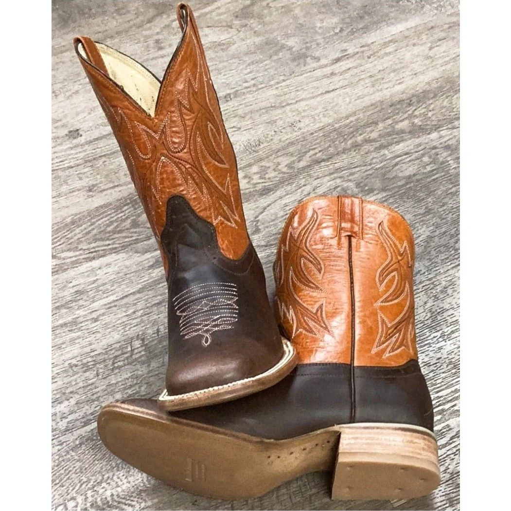 Hondo Kid’s Cowboy Boots Brown Apache Mango Volcano Square Toe - Image 5