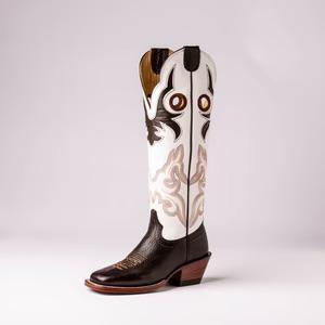 Hondo Men's 16" Cowboy Boots Black/White - Image 6