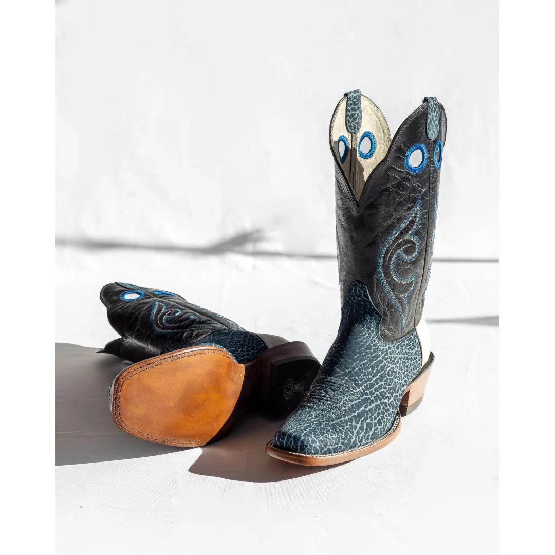 Hondo Men's Cowboy Boots 13" Blue Nubuck Bullhide - Image 6