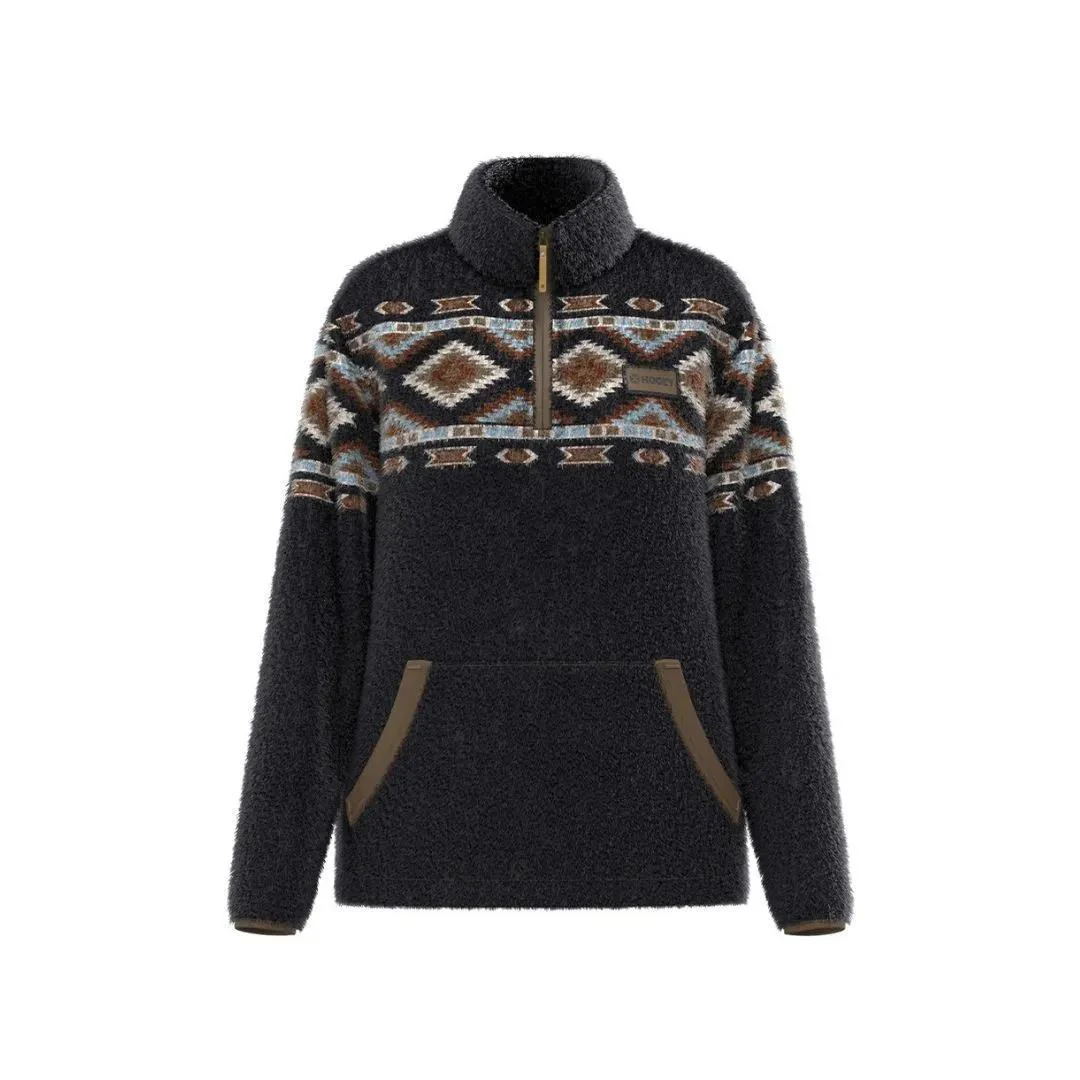 Hooey "Kodi" Fleece Pullover Black with Multi Color Aztec - Image 3
