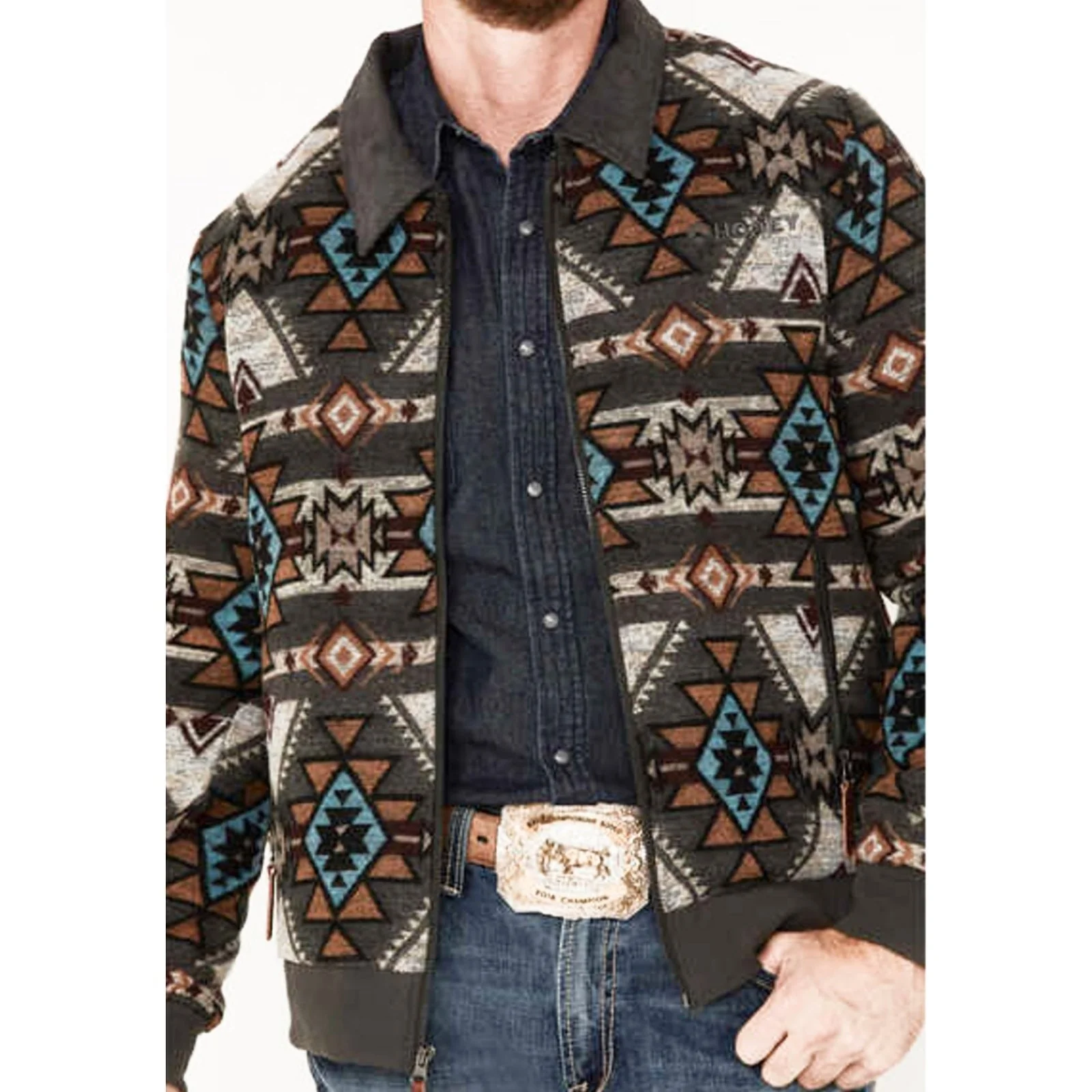 Hooey Men’s Jacket Bomber Corduroy Collar Southwest Shell CLEARANCE - Image 3