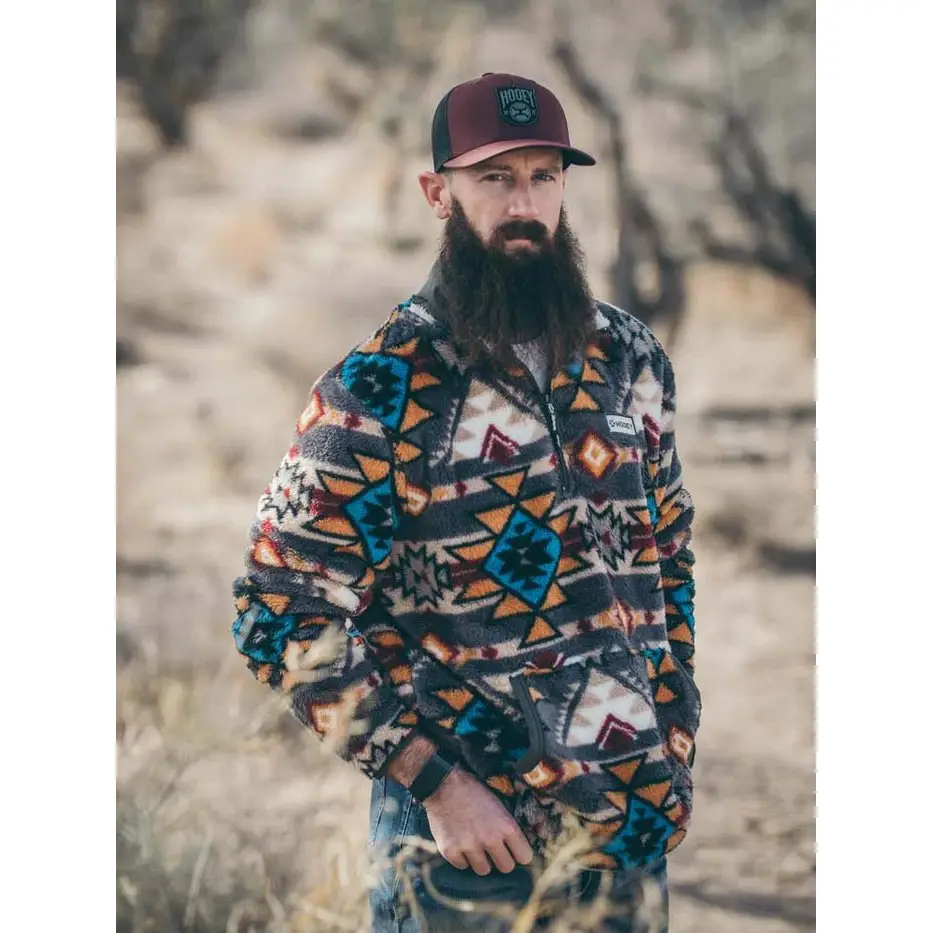 Hooey Unisex Pullover Fleece Brown/Aztec CLEARANCE - Image 3