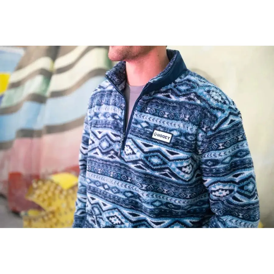Hooey Men’s Pullover Fleece Navy/Aztec - CLEARANCE - Image 3