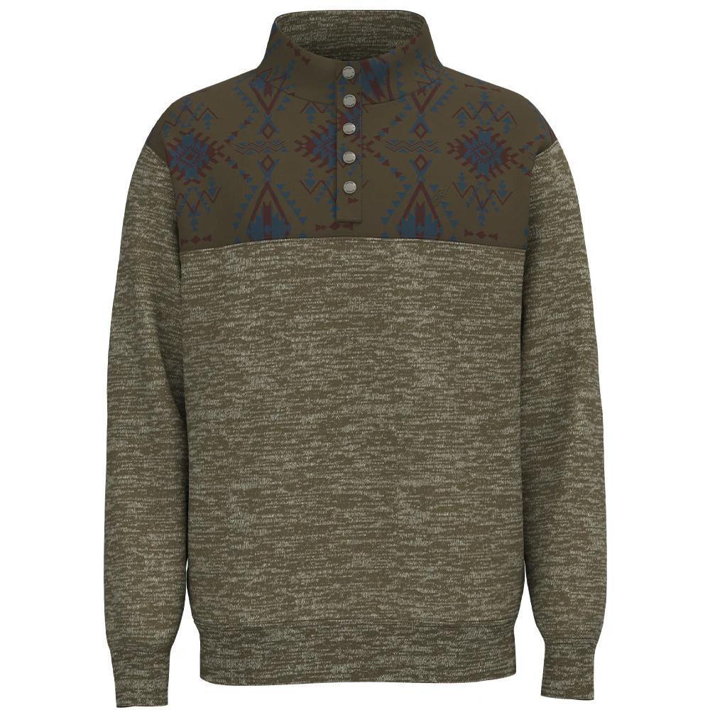 Hooey Men's "Stevie" Pullover Brown w/Red & Blue Aztec-CLEARANCE