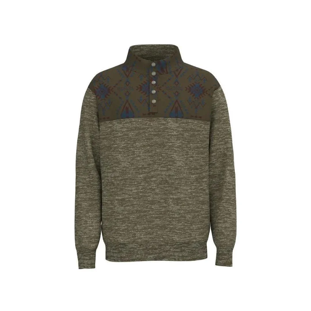 Hooey Men's "Stevie" Pullover Brown w/Red & Blue Aztec-CLEARANCE - Image 2