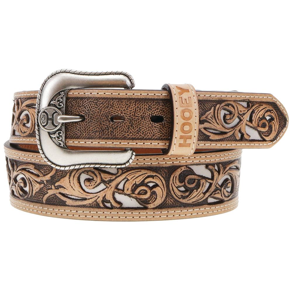 Hooey "Top Notch" Hand Tooled Hooey Belt Natural / Ivory