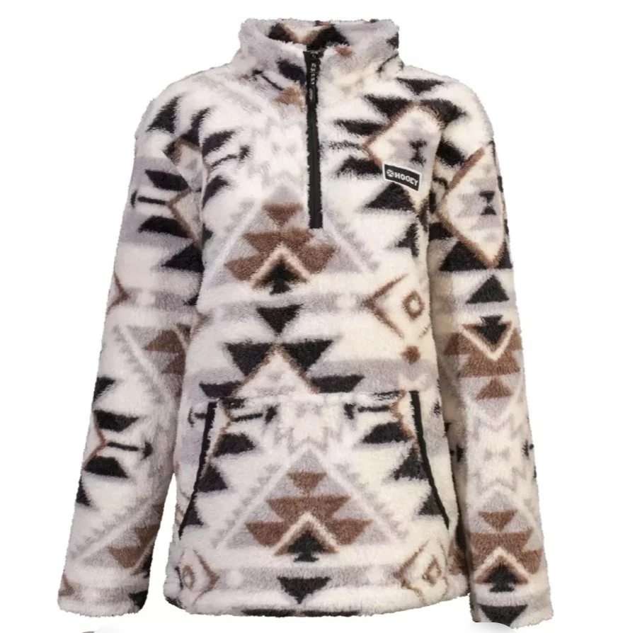 Hooey Women's Cream Fleece Pullover with Aztec