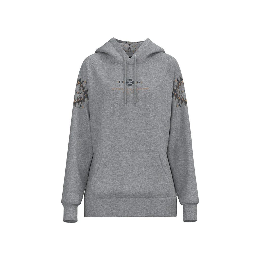 Hooey Women's Eldorado Hoodie Heather Grey w/ Black and Tan Aztec