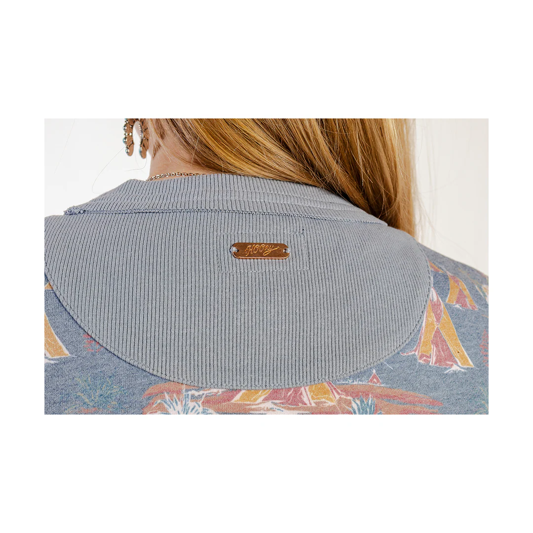 Hooey Women's "Stallion Crew" Blue with Stallion Pattern Logo Pullover - Image 4