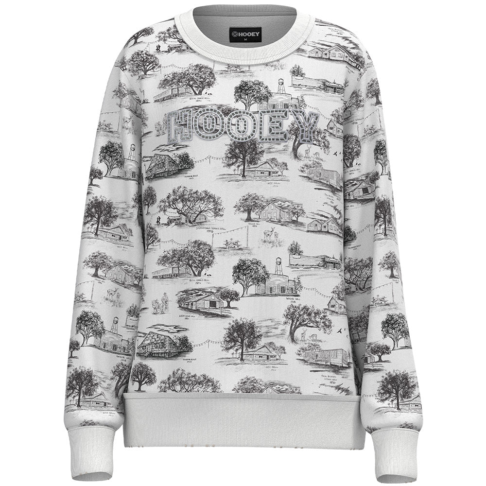 Hooey Women's "Stallion Crew" Pullover White Print