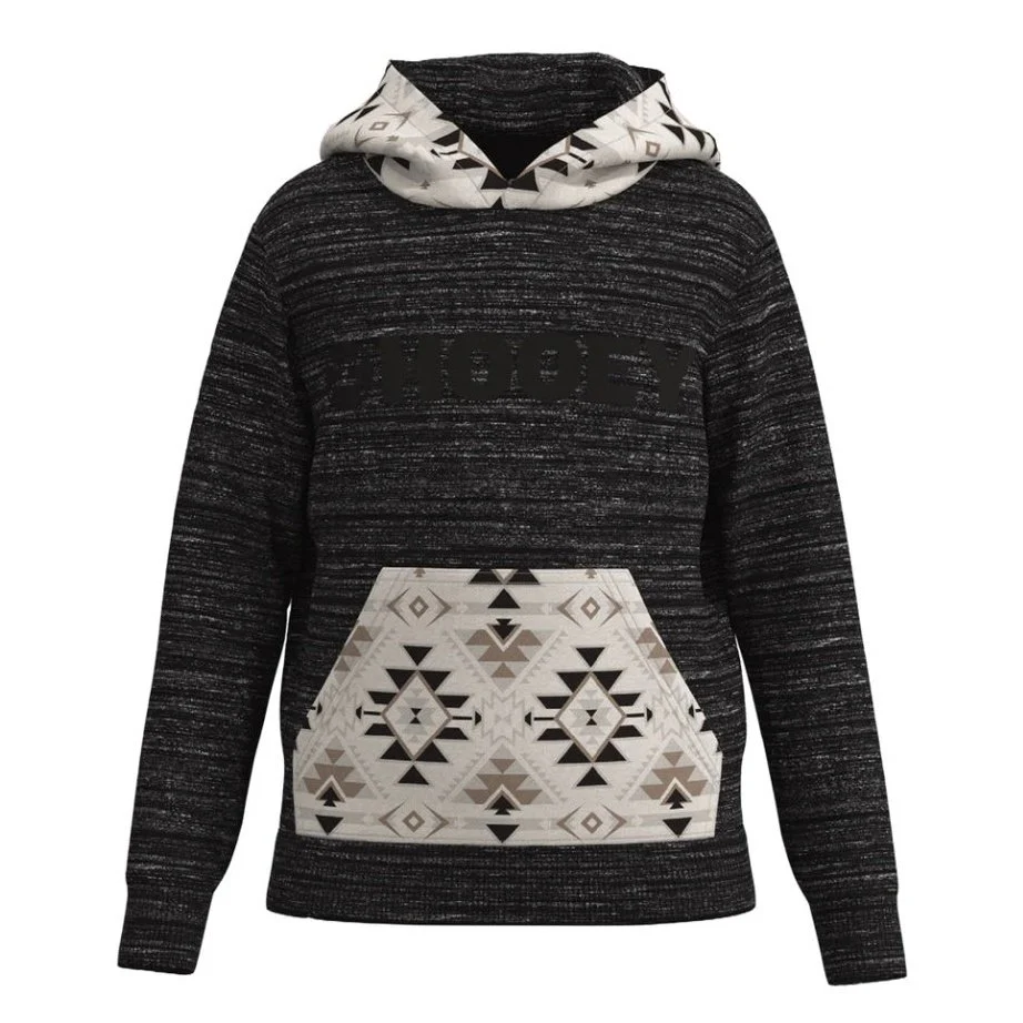 Hooey Youth “Lock-Up” Aztec Black Logo Hoodie