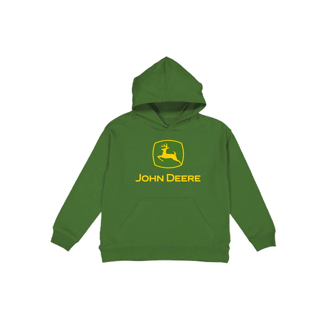 John Deere Boy's Pullover Hoodie in Green w/ Logo
