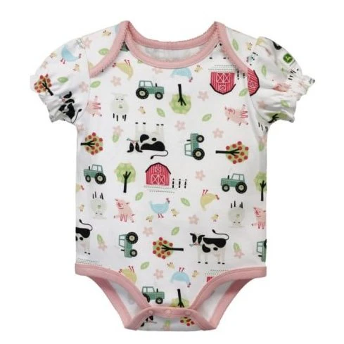John Deere Girl’s Toddler Onesie Farm Print -CLEARANCE