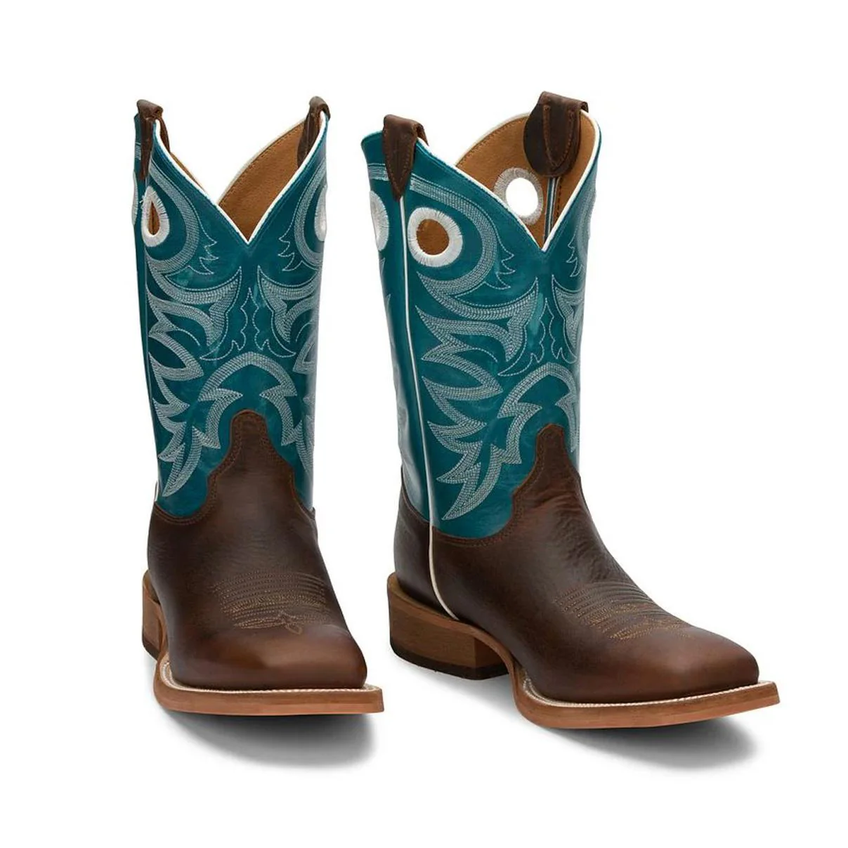 Justin Men's Boots Bent Rail Caddo Square Toe Western Boots Deep Teal