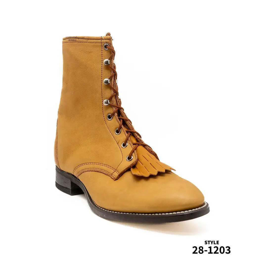 Laredo Men's "Lemon" Tassel Deerskin Lace-Up Roper Boots - Clearance