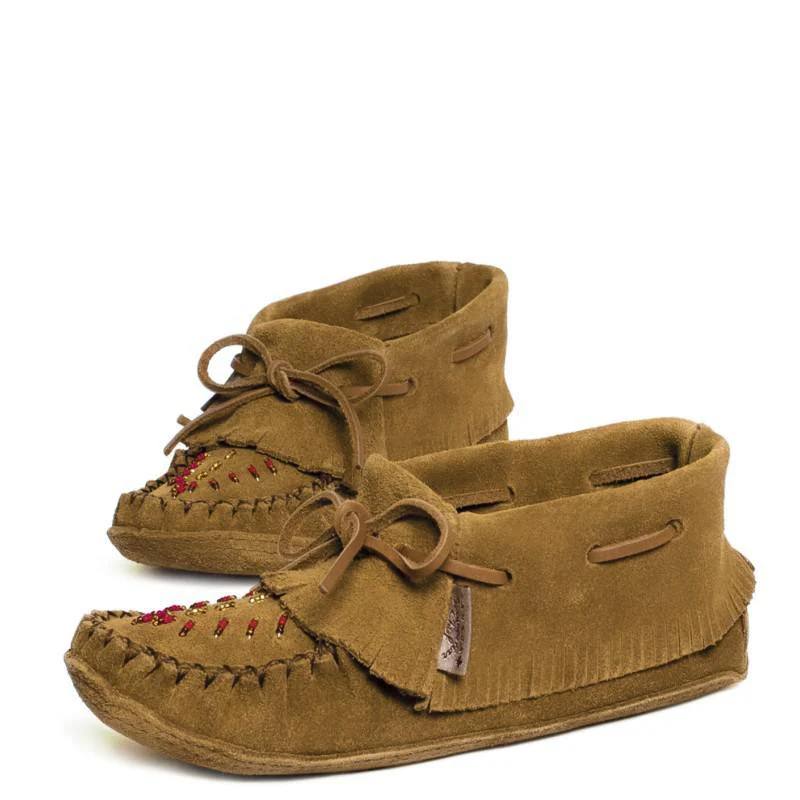 Laurentian Chief Women's Indian Moccasins Tan Suede - Image 10