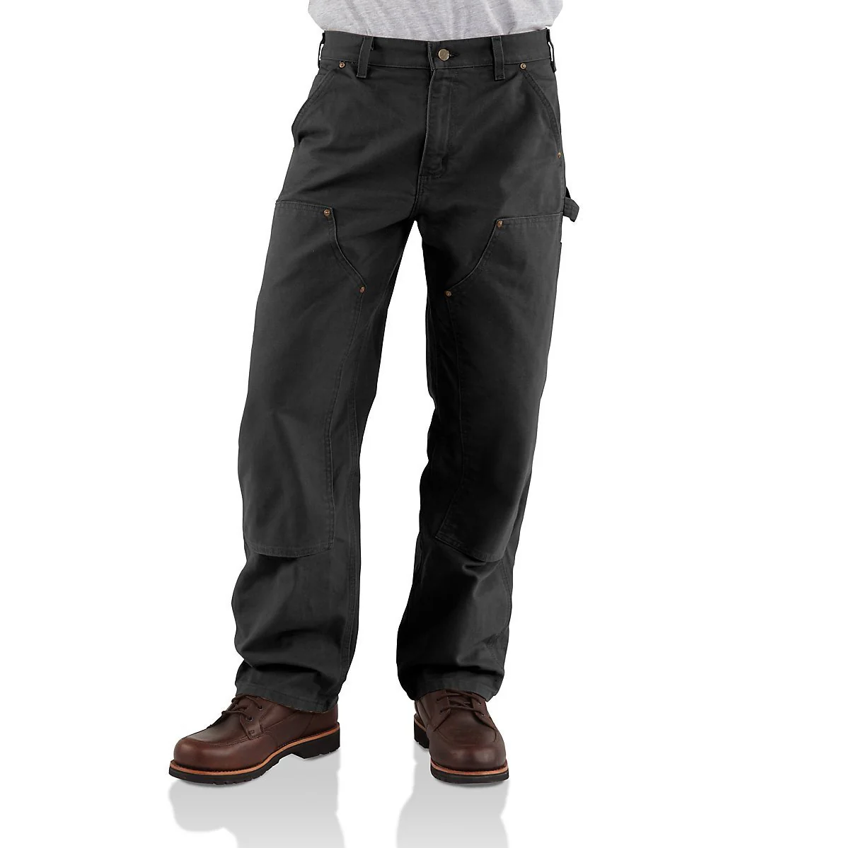 Carhartt Work Men's Washed Duck Double-Front Dungaree Black