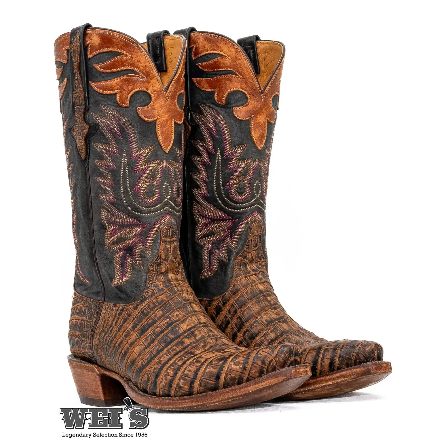 Lucchese Men's Cowboy Boots 13" Exotic Caimen Snip Toe L1424.53