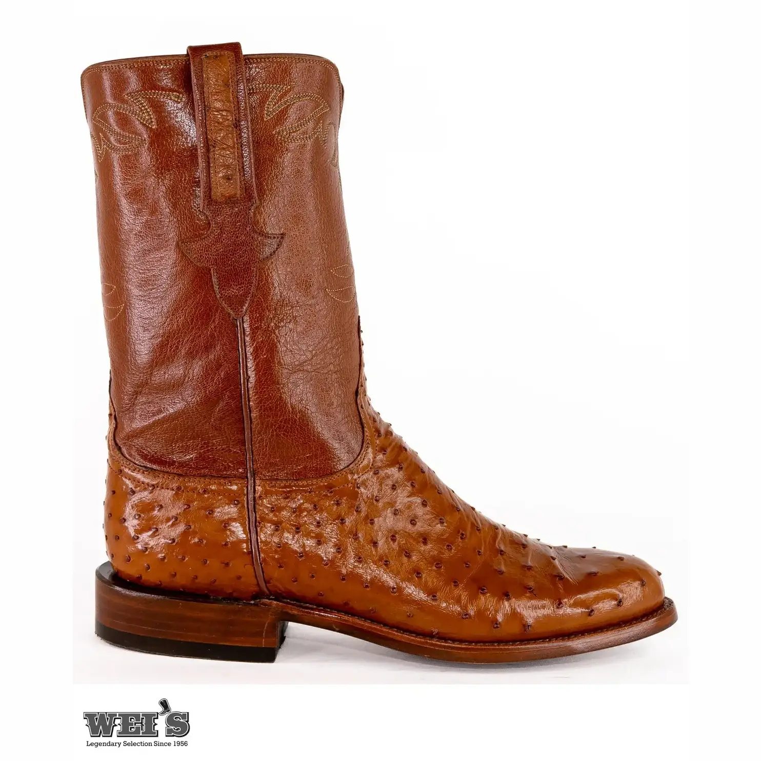 Lucchese Men's Cowboy Boots 12" Exotic Ostrich/Goat Roper Style - Image 2