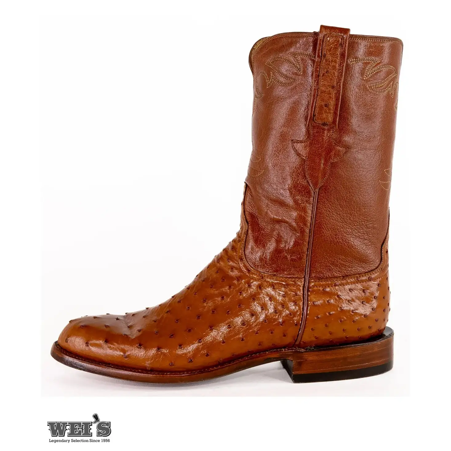 Lucchese Men's Cowboy Boots 12" Exotic Ostrich/Goat Roper Style - Image 4