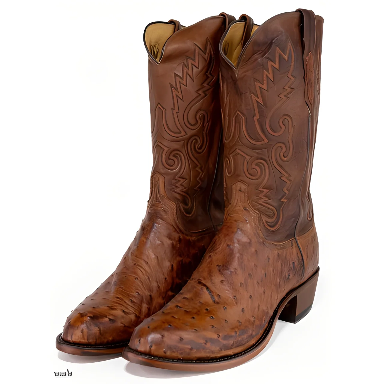 Lucchese Exotic Ostrich 13" Tan Cowboy Boot Men's - Image 6