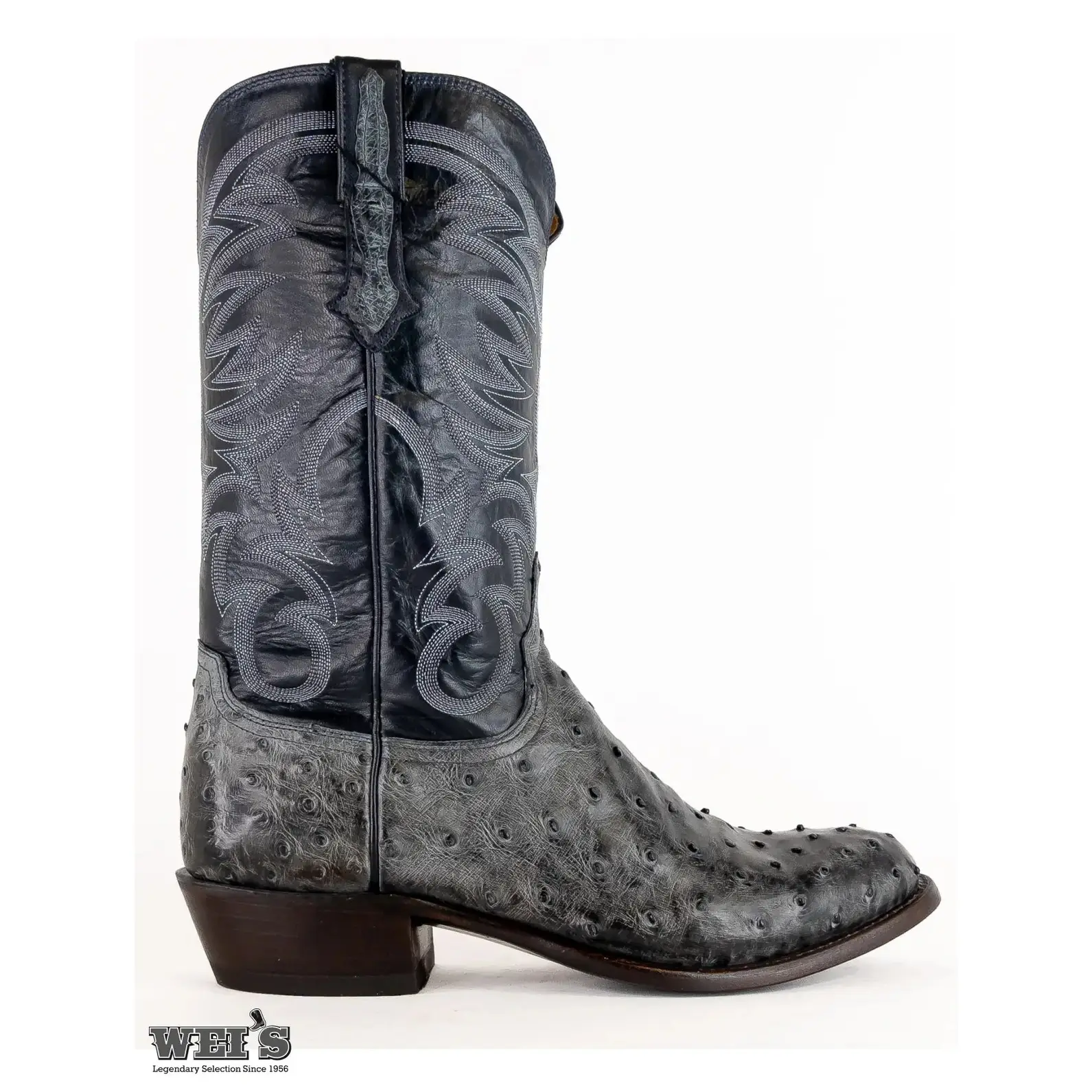 Lucchese Men's Cowboy Boots 14" Exotic Ostrich Grey Roper Toe -CLEARANCE - Image 2